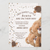 チャーミングなツインベアの赤ちゃん招待状 招待状 (正面/裏面)