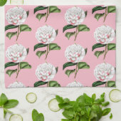 チャーミングなツバキの花柄 キッチンタオル (折り畳み)