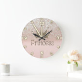 チャーミングなティアラ、プリンセス、きらびやかな《写真》ぼけ味 ラージ壁時計 (ホーム)