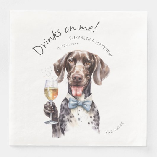 チャーミングなドイツ産ショートヘアードポインタの水彩画バー (正面)