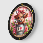 チャーミングなハイランド・カウ ラージ壁時計 (傾斜)