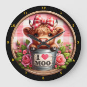 チャーミングなハイランド・カウ ラージ壁時計 (正面)