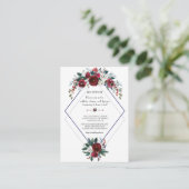 チャーミングなバーガンディ フローラル ネイビー ウェディングの詳細 エンクロージャーカード (スタンド正面)