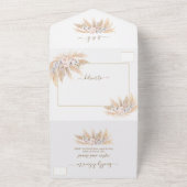 チャーミングなパンパスグラス ホワイトオーキッド ローズ ウェディング オールインワン招待状 (外側)