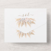 チャーミングなパンパスグラス ホワイトオーキッド ローズ ウェディング オールインワン招待状 (裏面)