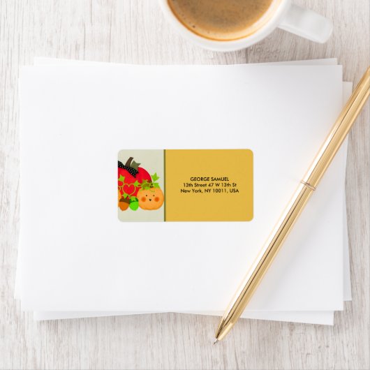 チャーミングなパンプキン&どんぐりのハロウィン ブライダル ラベル (インサイチュ)