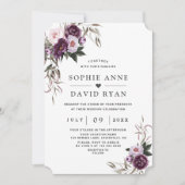 チャーミングなパープルピンクの芍薬の花のウェディング 招待状 (正面)