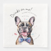 チャーミングなフレンチブルドッグのウェイター　水彩画 (正面)