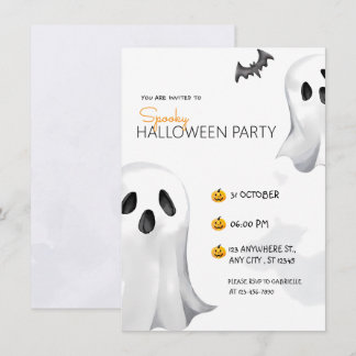 チャーミングなブラックウォーターカラーハロウィンパーティー 招待状