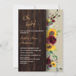 チャーミングなロイヤルバーガンディひまわり ブライダル ティーパーティー 招待状