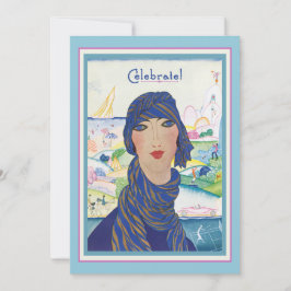 チャーミングなヴィンテージアートデコの女性パーティー 招待状