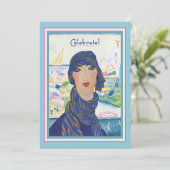 チャーミングなヴィンテージアートデコの女性パーティー 招待状 (スタンド正面)