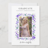 チャーミングな優雅な花の卒業式のラベンダー色の写真 招待状 (正面)