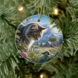 チャーミングな国内長毛種の猫の記念品 セラミックオーナメント