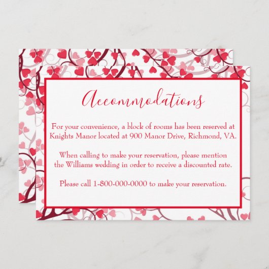 チャーミングな宿泊施設 赤いハート エンクロージャーカード (正面/裏面)