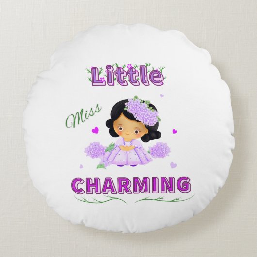 チャーミングな小さな淑女 ラウンドクッション (正面)
