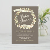 チャーミングな庭の花のリースの中立ベビーシャワー 招待状 (スタンド正面)