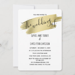チャーミングな書道の金ゴールドの打撃の結婚式 招待状