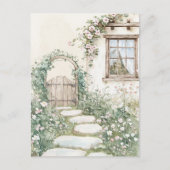 チャーミングな水彩コテージガーデン シーズンポストカード (正面)