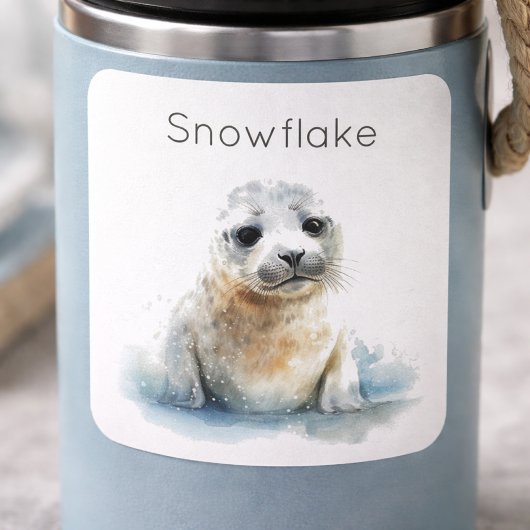 チャーミングな水彩シールパピー、カスタム スクエアシール