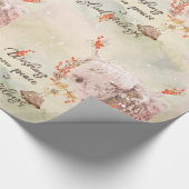 チャーミングな水彩画のクリスマス牛 ラッピングペーパー (角)