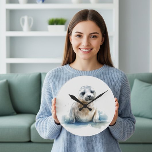 チャーミングな水彩画のセイラカッピー ラウンド壁時計