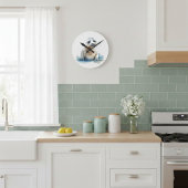 チャーミングな水彩画のセイラカッピー ラウンド壁時計