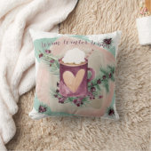 チャーミングな水彩画の休日のマグおよび緑の草木 クッション (ブランケット)