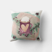 チャーミングな水彩画の休日のマグおよび緑の草木 クッション (裏面)