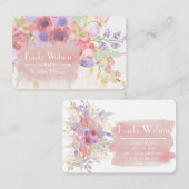 チャーミングな水彩画の花の名刺 名刺 (正面/裏面)