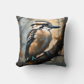 チャーミングな笑い: 油彩画のクッカバラ クッション (正面)