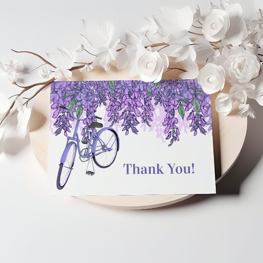 チャーミングな藤の花の自転車の感謝 サンキューカード