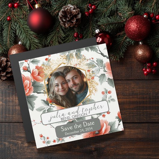 チャーミングな赤と白のクリスマスウェディングマグネット マグネット招待状