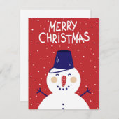チャーミングな雪だるまのクリスマスホリデーカード シーズンカード (正面/裏面)