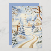 チャーミングな雪に覆われた村のクリスマスカード シーズンカード (正面/裏面)