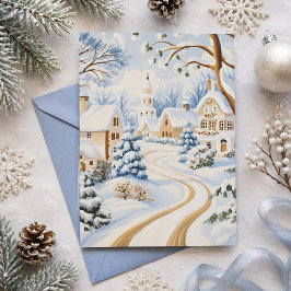 チャーミングな雪の村のクリスマスカード シーズンカード