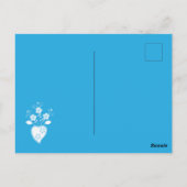 チャーミングな青い花のハートの誕生日招待状 ポストカード (裏面)