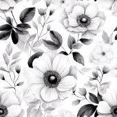 チャーミングな黒と白の花のシャワーカーテン シャワーカーテン