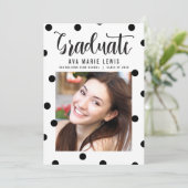 チャーミングドット ブラック 卒業おめでとうカード 案内状 (スタンド正面)