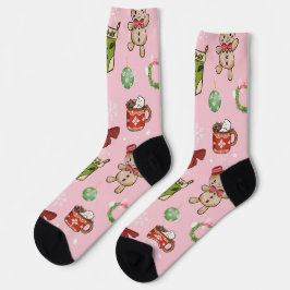 チャーミングピンクのクリスマスソックス ソックス