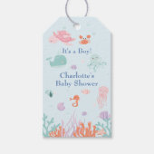チャーミングブルーオーシャンボーイベイビーシャワーの海の生き物 ギフトタグ (正面)