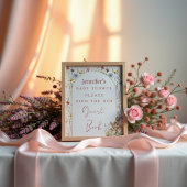 チャーミングベージュのワイルドフラワーバニーゲストブック ポスター