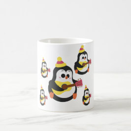 チャーミングペンギンマグカップ|かわいいウクレレ奏者のデザイン コーヒーマグカップ