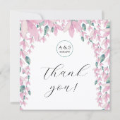 チャーミング エレガントな藤の花のデザイン サンキューカード (正面)