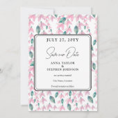 チャーミング ピンクの藤の花 Save the Date 招待状 (裏面)