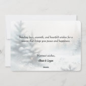 チャーミング ピンク スカーフの雪だるま クリスマスカード (裏面)