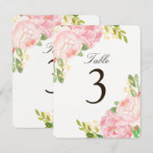 チャーミング ピンク ピオニー テーブル ナンバー カード (正面/裏面)