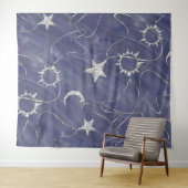チャーミング ミスティーク | シルバー ムーン スターズ サン アミュレット タペストリー (インサイチュ(横))