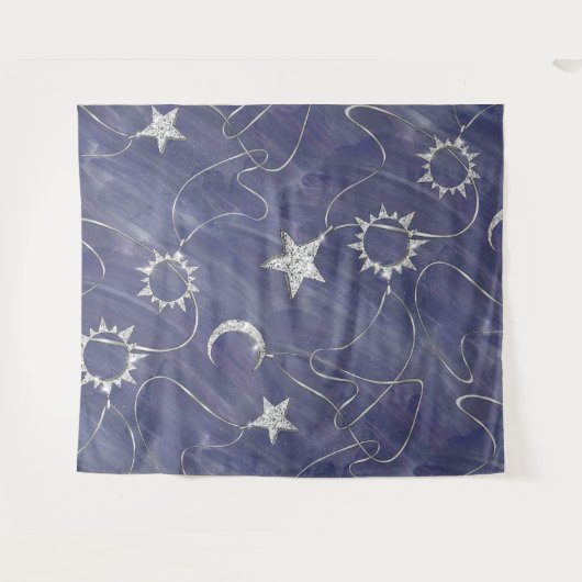 チャーミング ミスティーク | シルバー ムーン スターズ サン アミュレット タペストリー (正面(横))