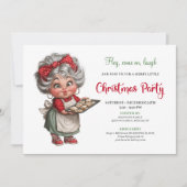 チャーミング ユニークなおばあちゃん コミック クリスマス ユーモア スタイル 招待状 (正面)